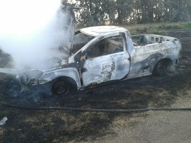 Incendio de camioneta en ruta 55