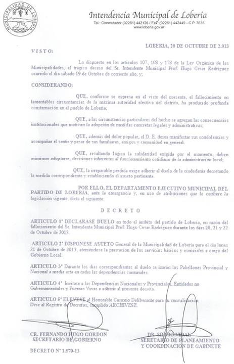 decreto municipal duelo